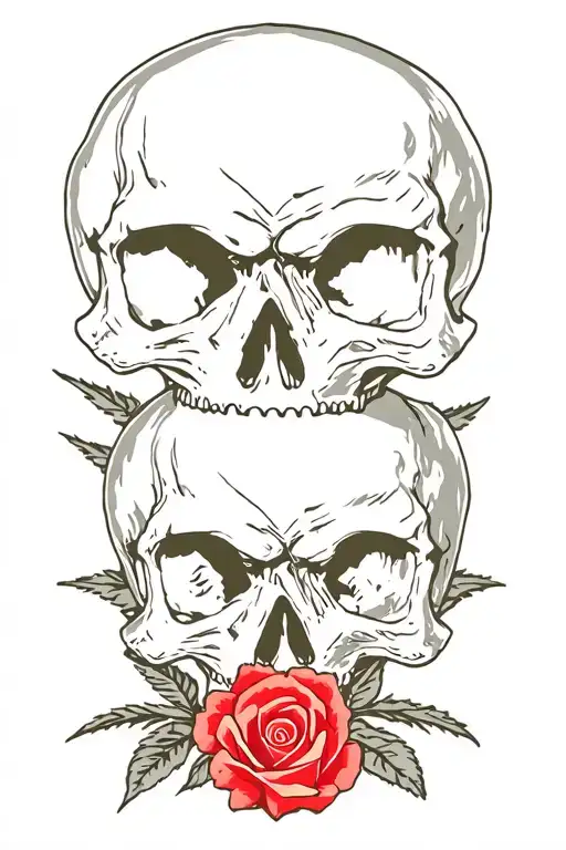 skulls with roses tattoo design idea