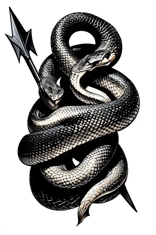 snake wrapped around arrow design tattoo design idea