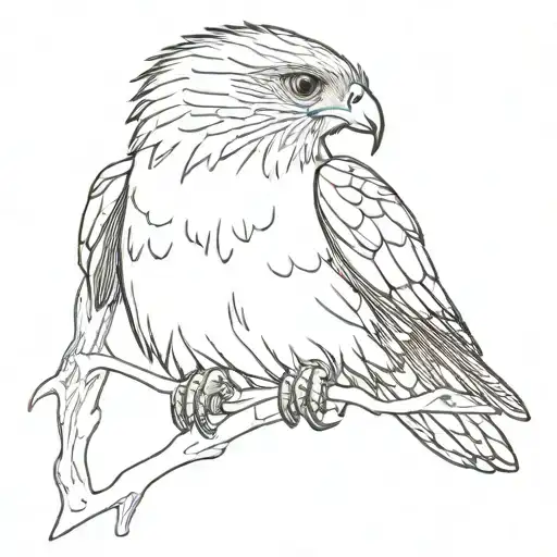clockwork red tailed hawk tattoo design idea