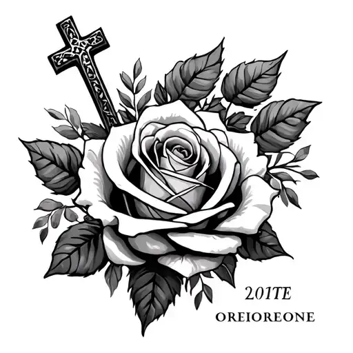 roses, cross and date tattoo tattoo design idea