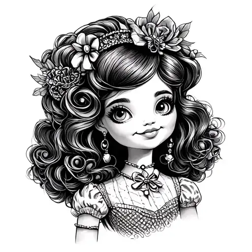 Fancy Nancy from the children's book in dotwork/fine line tattoo design idea