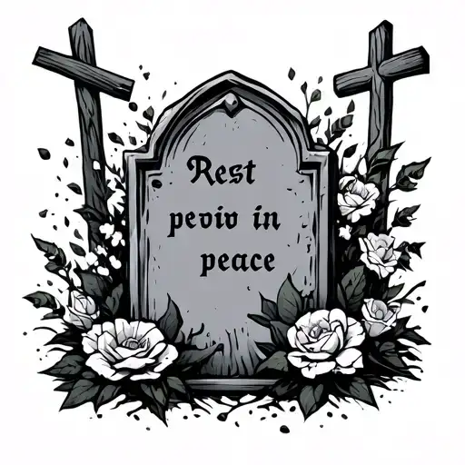 rest in peace tombstone tattoo design idea
