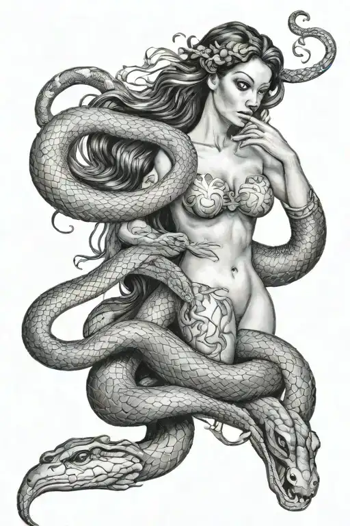 aquarius and snake tattoo design idea