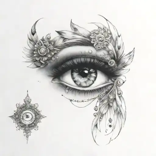 gypsy eye with gems tattoo design idea
