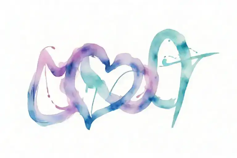 3 initials A and 2 initials M in the shape of a heart tattoo design idea