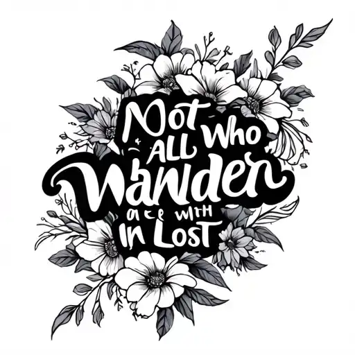 Not all who wander are lost in fancy writing with a floral disgn around it spine tattoo tattoo design idea