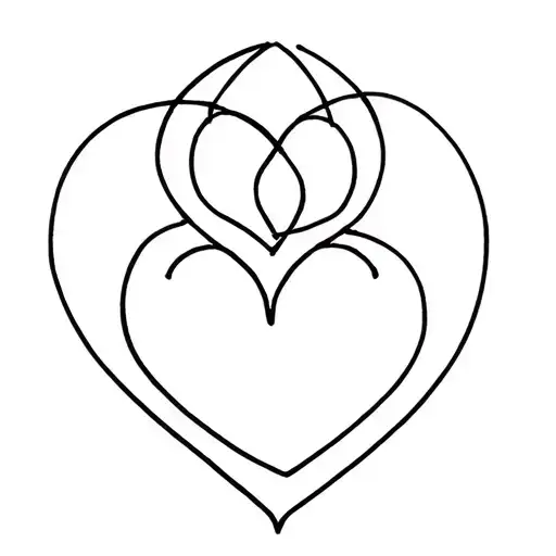 The heart has a minimalist shape with a black outline. The lines are even, without filling with color inside. 5 pieces next to each other tattoo design idea