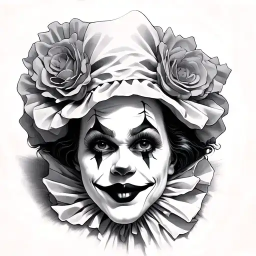 pierrot clown laying tattoo design idea