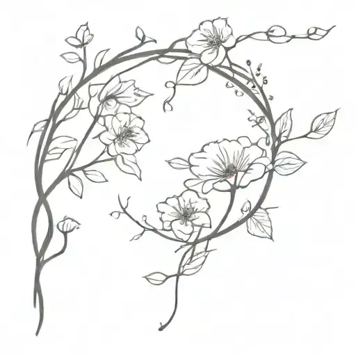 Fine line back flowers with vines intertwining. Some items that call  to nursing profession  tattoo design idea