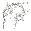 Fine line back flowers with vines intertwining. Some items that call  to nursing profession  tattoo design idea