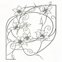 Fine line back flowers with vines intertwining. Some items that call  to nursing profession  tattoo design idea