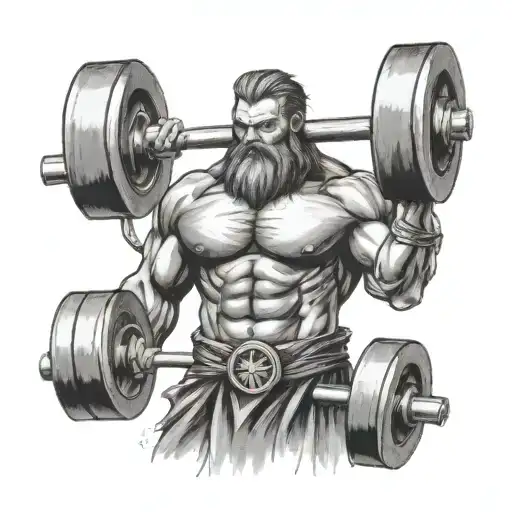 romanian god lifting weights tattoo design idea