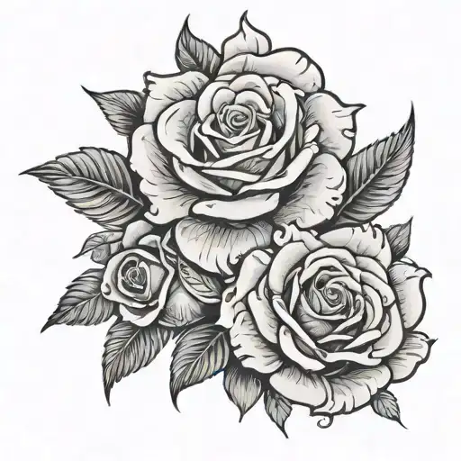 Dollar Rose and Angel with crossed eyes tattoo design idea