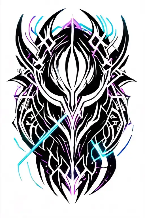 viking tribal tattoo design incorporating symbiote less black more futuristic tattoo design idea