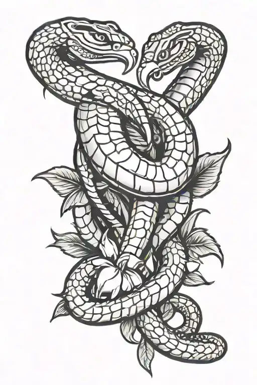 cobra protecting a broken heart tattoo design idea
