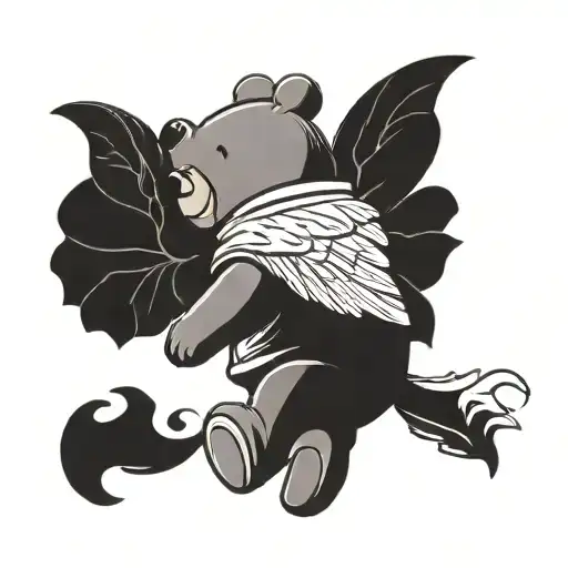 Winnie the Pooh with angel wings  tattoo design idea