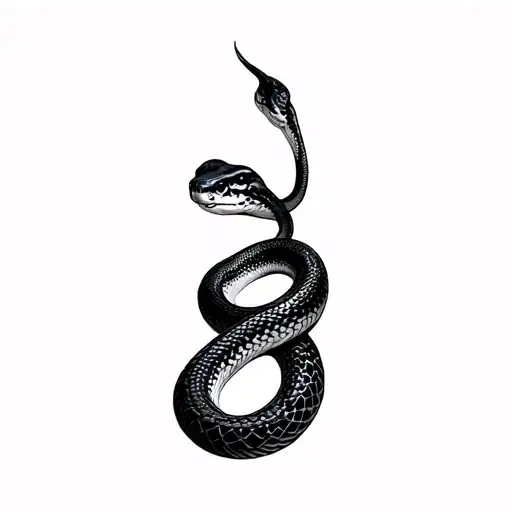 black thin snake coiled python tattoo design idea