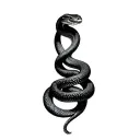 black thin snake coiled python tattoo design idea