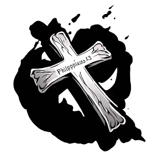 cross with Philippians 4:13 tattoo design idea
