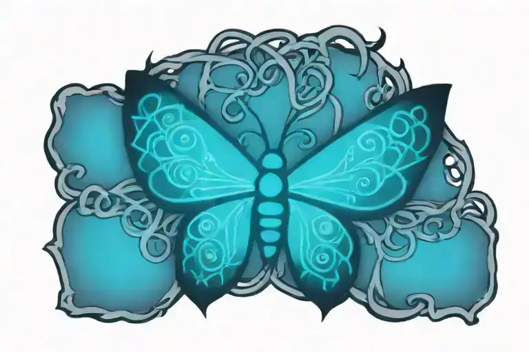 celtic knot butterfly with thorny vines tattoo design idea