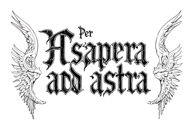 "Per aspera ad astra" chest text in roman style tattoo design idea