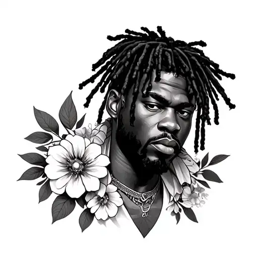 yasuke with dreads and flowers tattoo design idea