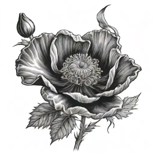 poppy and morning star tattoo design idea
