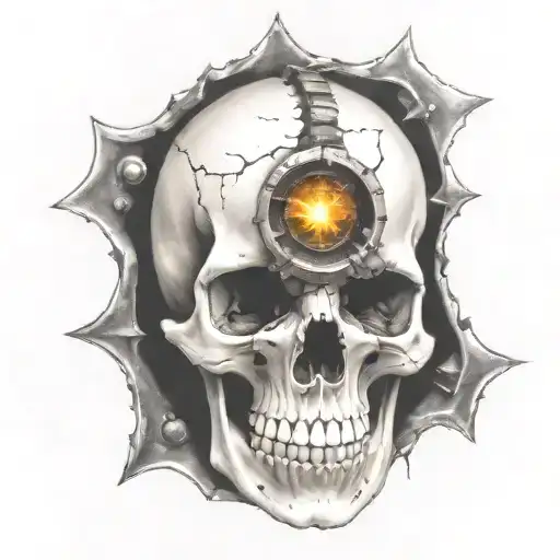 skull bullet hole tattoo design idea