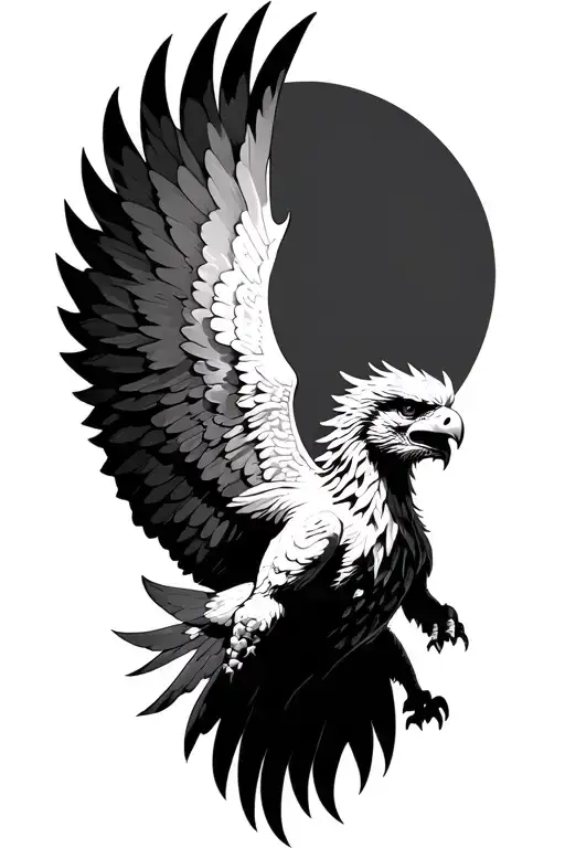 Griffin flying in sky tattoo design idea