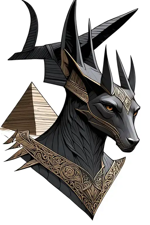 Anubis and pirámides de guiza tattoo design idea