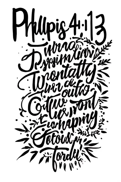 Philippians 4:13 written tattoo design idea