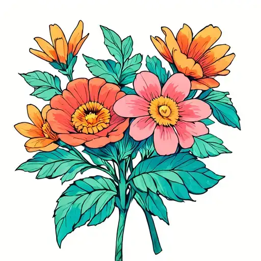 studio ghibli flowers tattoo design idea