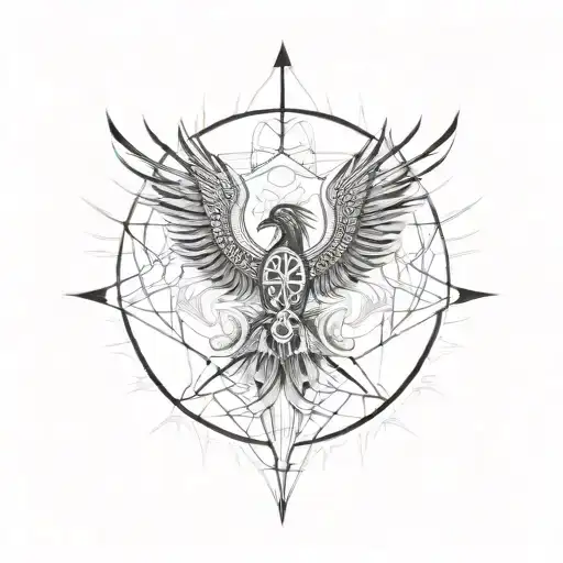 Phoenix with sacred geometry tattoo design idea