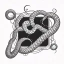 A tattoo depicting two intertwined snakes, symbolizing the complex dynamics of relationships, with AI circuit patterns subtly woven into the design, representing the client's interest in technology tattoo design idea