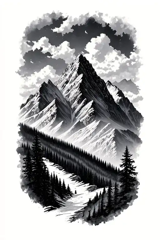 moutains with proverbs 14 23  tattoo design idea