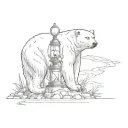 polar bear with torus zodaic with an old fashion lamp post  tattoo design idea