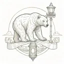 polar bear with torus zodaic with an old fashion lamp post  tattoo design idea