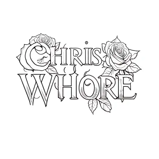 "Chris Whore" roses  tattoo design idea