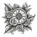 cross,clock, rose , tattoo design idea