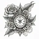 cross,clock, rose , tattoo design idea