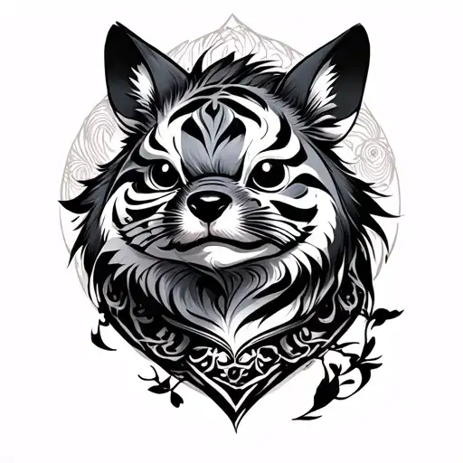 Stich Rat Tiger and Fox in Japanese style tattoo design idea