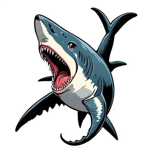 traditional style tattoo of a hammerhead shark humanoid  tattoo design idea