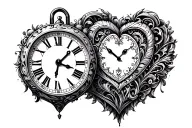 clock shaped as a heart shaped lock tattoo design idea