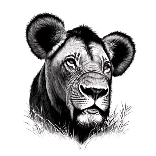 big five with grass " written NDOU A I LEMELWI NGA MU SINGO WAYO" tattoo design idea