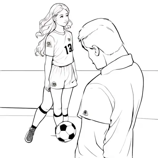 a man and a girl in a soccer field tattoo design idea