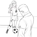 a man and a girl in a soccer field tattoo design idea