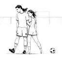 a man and a girl in a soccer field tattoo design idea
