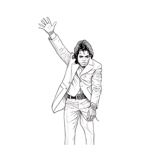 michael jackson in white suit with hand in the air tattoo design idea