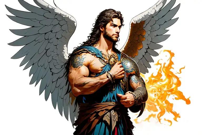 Meaningful warrior angel for men tattoo design idea