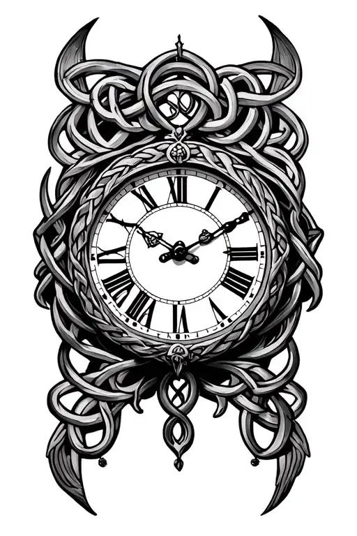 celtic birth clock surrounded tattoo design idea